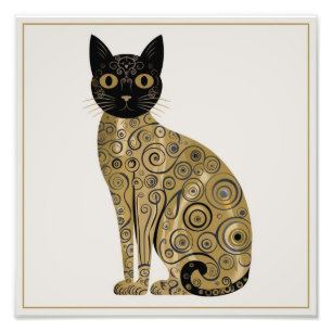 Foto Gustav Klimt Style Black Cat Art