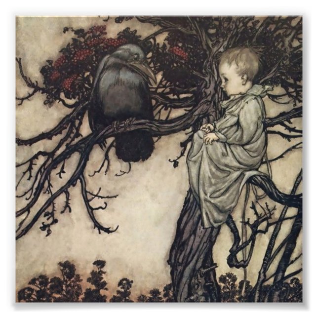 Foto "Hablando con los pájaros" por Arthur Rackham (Frente)