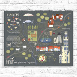 Foto Hadlow, Kent Ilustró Mapa de la aldea en inglés<br><div class="desc">Mapa ilustrado del pueblo de Hadlow en Kent,  Reino Unido.</div>
