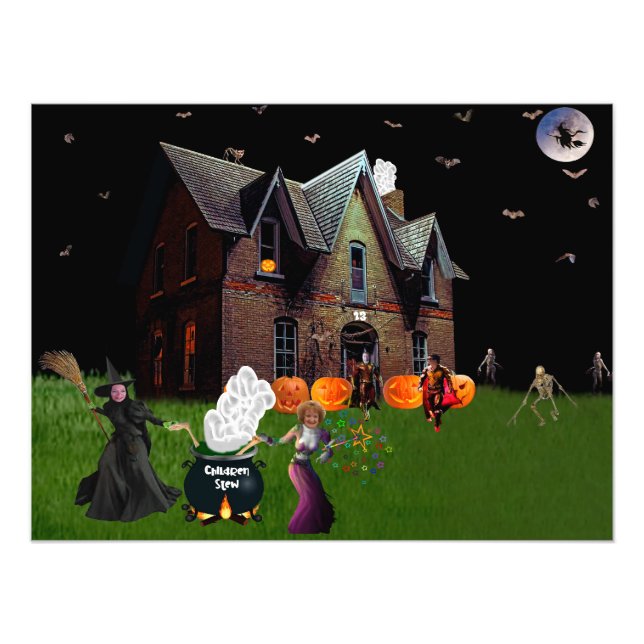 Foto Halloween con Poster de amigos 24"x18" (Frente)