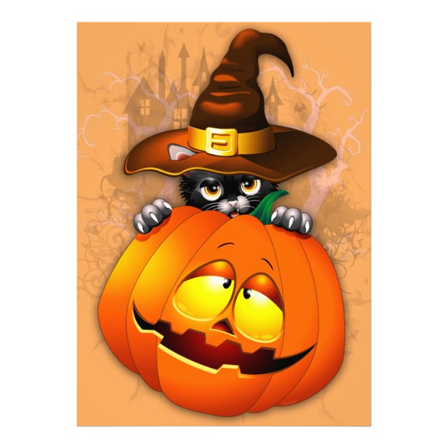 Foto Halloween Curte Kitty Witch and Pumpkin Friend (Frente)