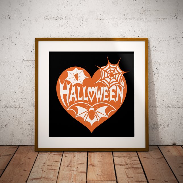 Foto Halloween Heart, Orange Heart Shape, Spider Web (Subido por el creador)