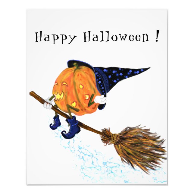 Foto Halloween Photo Print Witch Pumpkin Flying Broom (Frente)