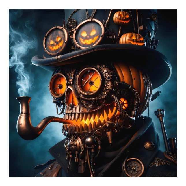Foto Halloween Steampunk Jack-O-Lantern gótico (Frente)