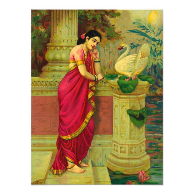 Foto Hamsa y Damayanti por Raja Ravi Varma (Frente)