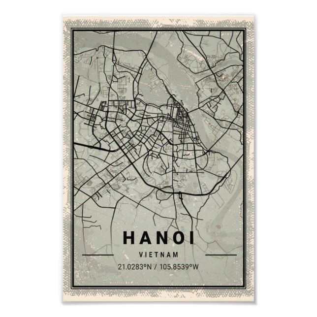 Foto Hanoi vietnam map print poster canvas (Frente)
