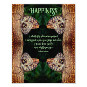 Foto Happiness Brown Mariposa Inspiradora Cita 8x10