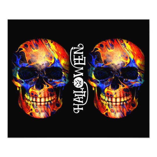 FOTO HAPPY HALLOWEEN, COLORIDO ESKELETON SKULL (Frente)