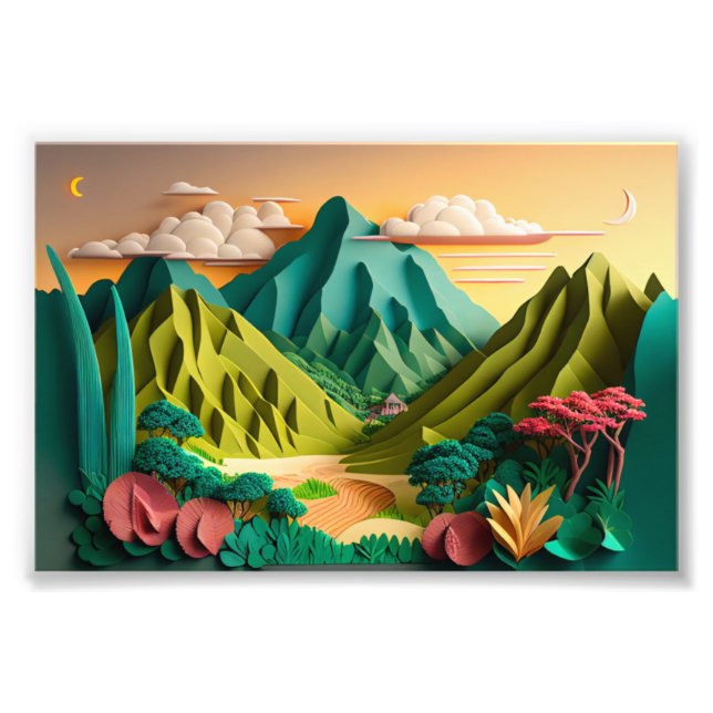 Foto Hawaii, arte hawaiano, estilo de arte de papel 3D, (Frente)