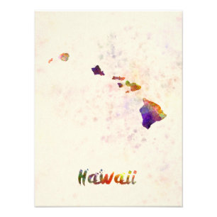 Foto Hawaii US state in watercolor