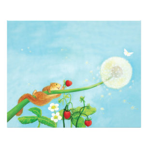 Foto Hazel Dormouse, fresas silvestres y puré de león
