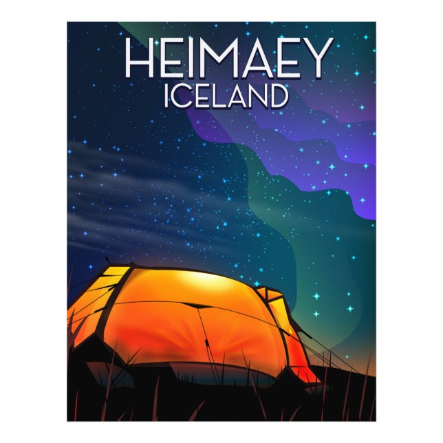 Foto Heimaey, Islandia, cartel de vacaciones de camping (Frente)