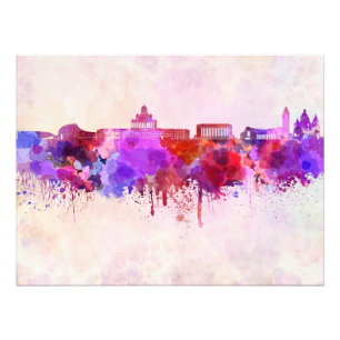 Foto Helsinki skyline in watercolor background