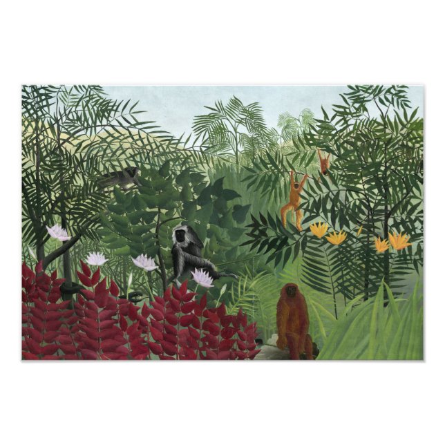 Foto Henri Rousseau - Bosque tropical con monos (Frente)