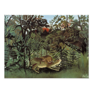 Foto Henri Rousseau - El león hambriento atacando