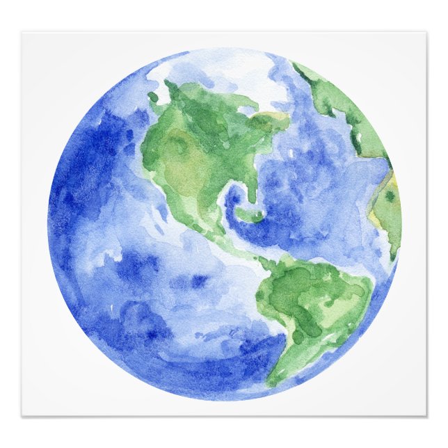 Foto Hermosa acuarela Planeta Tierra (Frente)