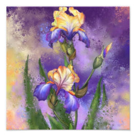 Foto Hermosa Flor Iris - Pintura de arte mezclado