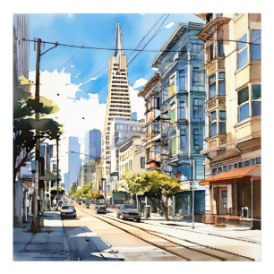 Foto Hermosa pluma y boceto de tinta de San Francisco