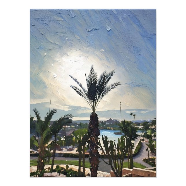 Foto Hermoso paisaje costero con palmeras (Frente)