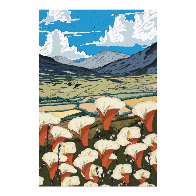 Foto Hermoso paisaje de pradera de flores silvestres (Frente)