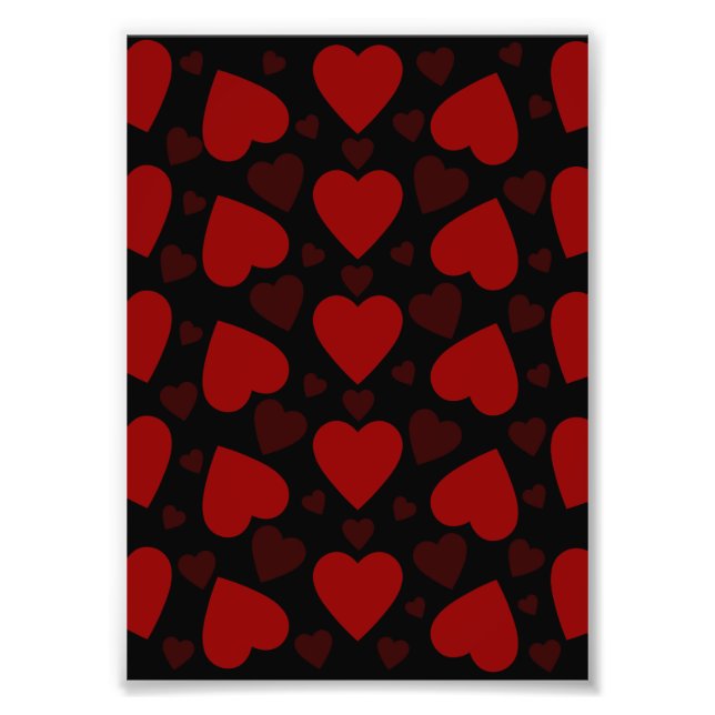 Foto Hermoso patrón de corazón rojo en negro (Frente)