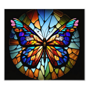 Foto hermoso poster de mariposa de vidrio manchado