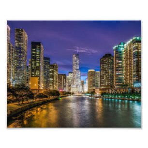 Foto Hermoso río Chicago en Sunset, Illinois