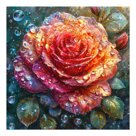 Foto Hermoso rosa con gotitas de agua