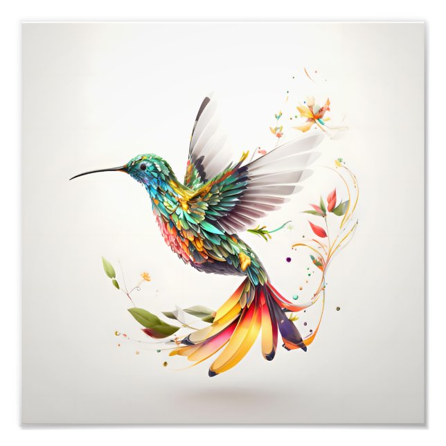 Foto Hermoso y agudo ilustracion de un colibrí. (Frente)