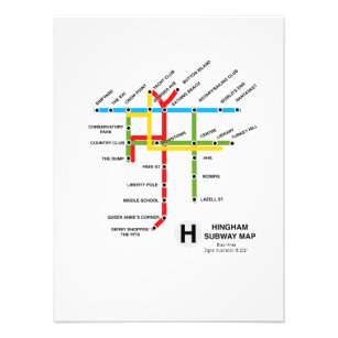 Foto Hingham Massachusetts Subway Map Satire Photo Prin