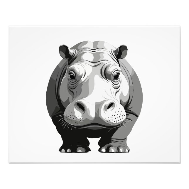 Foto Hippopótamo Vector Retrato de Arte Gráfico Animal (Frente)