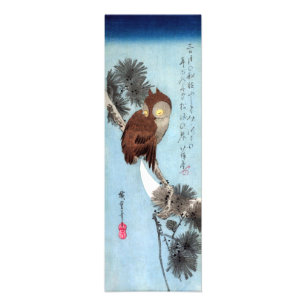 Foto Hiroshige - Búho cornudo, pino y luna creciente