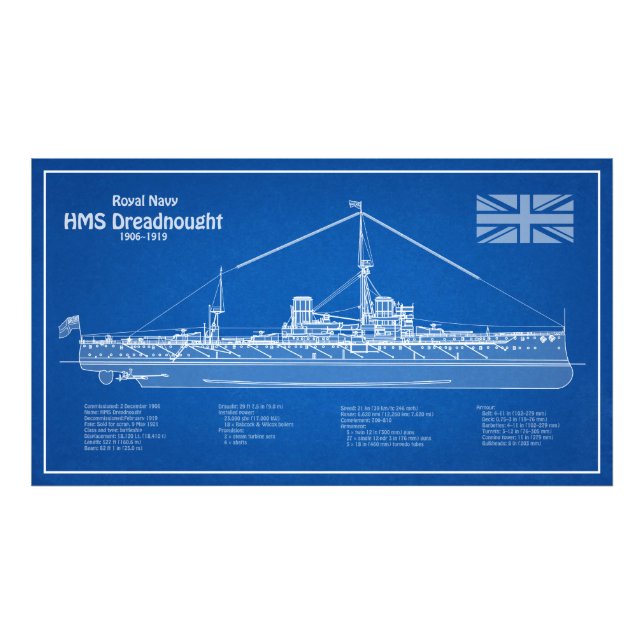 Foto HMS Dreadnought - Ship Blueprint ABD (Frente)