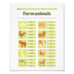 Foto Hoja de trabajo educativa para identificar animale