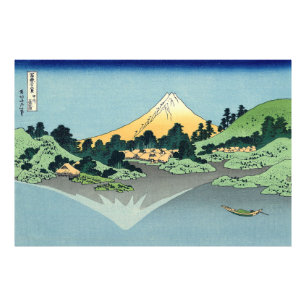 Foto Hokusai Monte Fuji se refleja en el lago Kawaguchi
