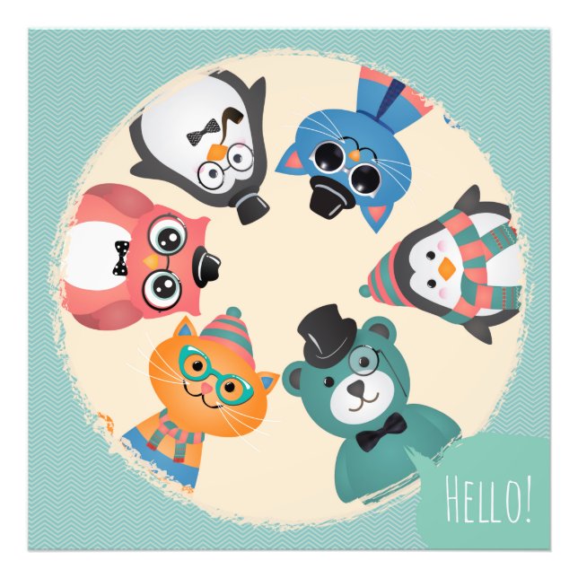 Foto ¡Hola! Círculo de amigos de animales (Frente)