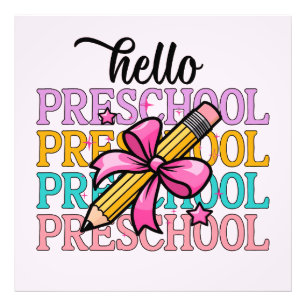 Foto Hola Lápiz de profesorado colorido preescolar