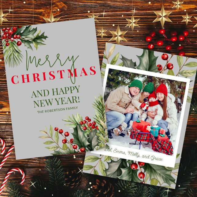 Foto Holly Pine Red Berries Tarjeta de Navidades g (Subido por el creador)