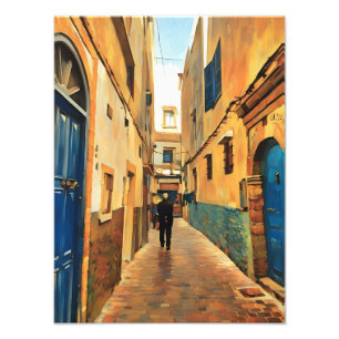 Foto Hombre caminando por un vibrante callejón históric