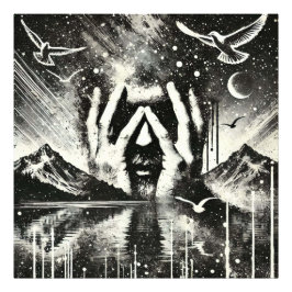 Foto Hombre con la cabeza en las palmas, negro y blanco