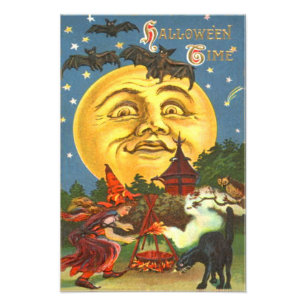 Foto Hombre En La Luna Gato Negro Bruja Lechuza Luna Ll