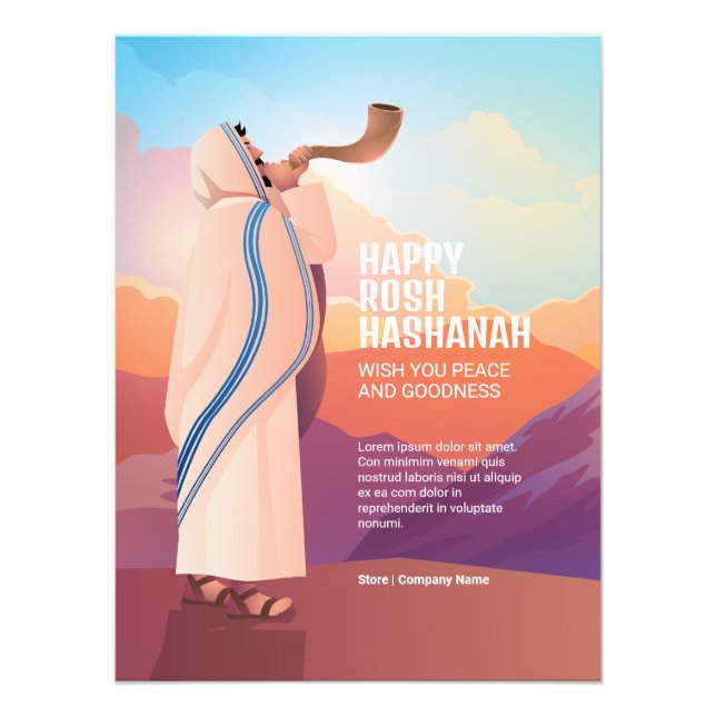 Foto Hombre judío vistiendo el cuerno de Shofar Ram (Frente)