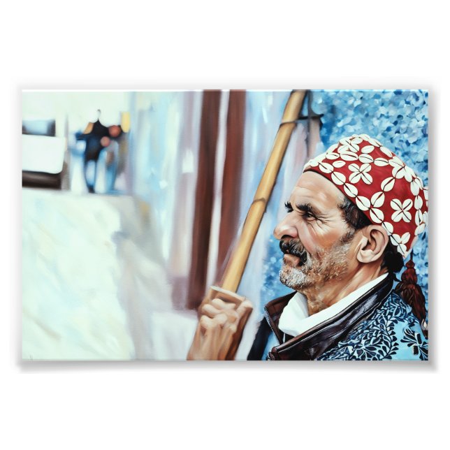 Foto Hombre mayor con atuendo tradicional llevando made (Frente)