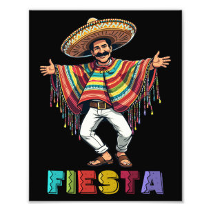 Foto Hombre mexicano en Poncho bailando Fiesta Cinco de