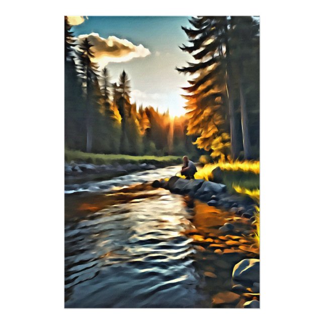 Foto *~* Hombre pescando arte en la corriente natural A (Frente)