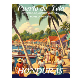Foto  Honduras Puerto Tela Retro poster