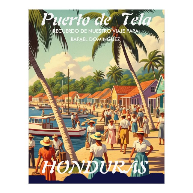 Foto  Honduras Puerto Tela Retro poster (Frente)
