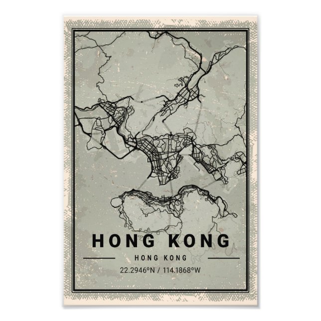 Foto Hong Kong map print poster canvas (Frente)