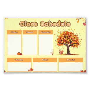 Foto Horario de Clases de Otoño con Ilustraciones Adora