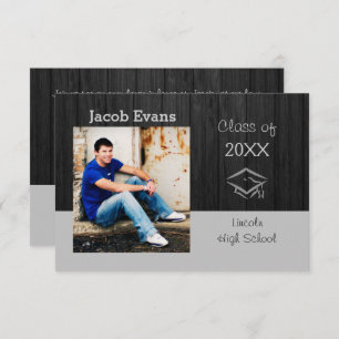 Foto horizontal en madera negra - Invitación 3x5 g